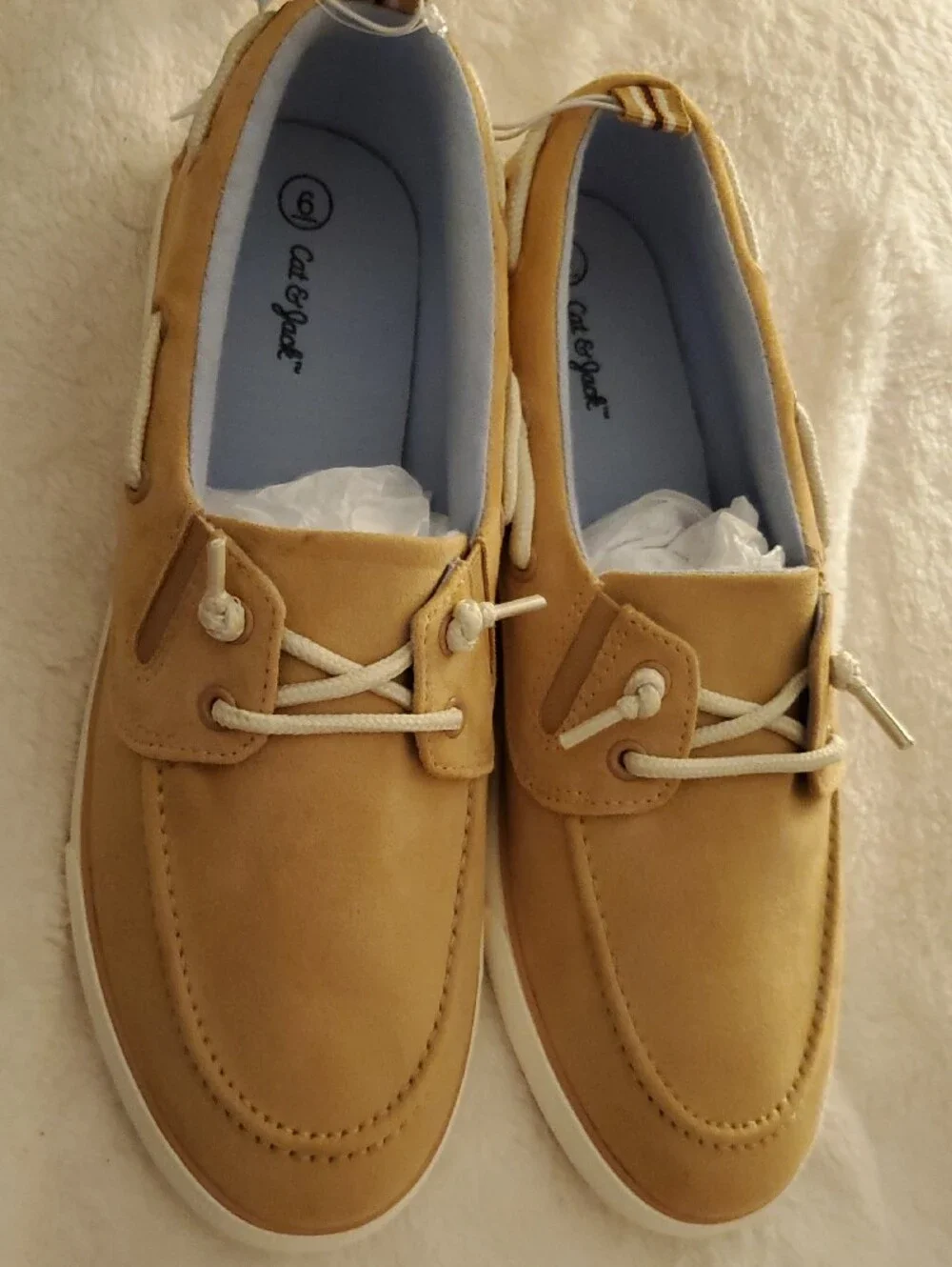 Cat & Jack Kids Beige Boat Shoes Size 6 Lace-Up NWT